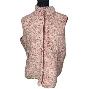 XXL Fluffy Plush Full Zip Up Sleeveless Pink Sweater Vest